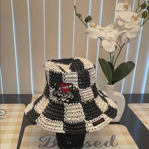 Fashion Nova Black and White Skull Checkered Hat